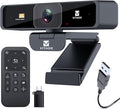 4K Zoomable Webcam with Upgraded Remote Control, 8MP Sony Sensor Webcam with Microphone and 4X Digital Zoom, Pro USB Webcam for Streaming/Conference/Online Teaching/Video Calling/Zoom/Skype