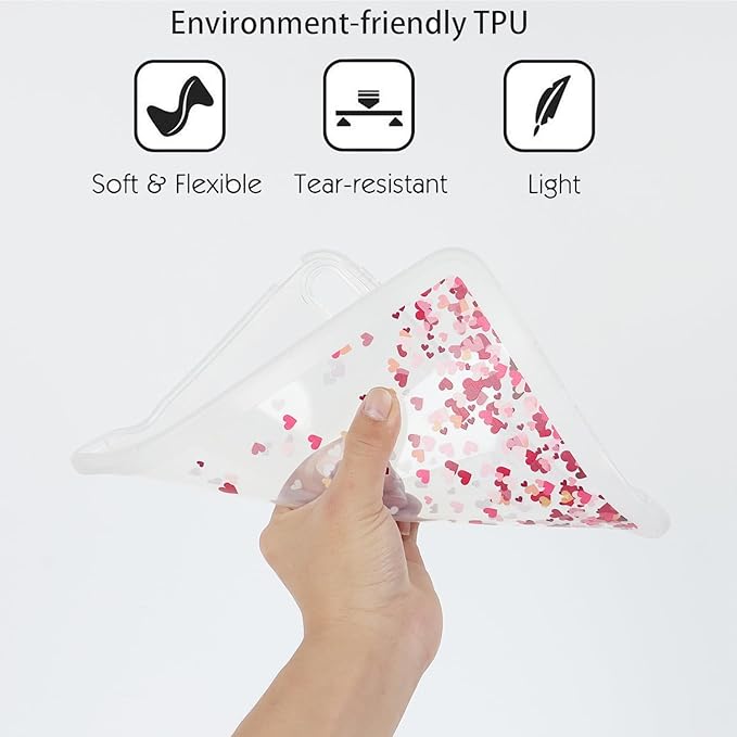 for iPad Pro 12.9 inch Case 6th/5th/4th/3rd Generation (2022/2021/2020/2018) Frosted Translucent Clear Slim Lightweight Protective Cover Soft TPU Back Shockproof Silicone Shell, Love Heart