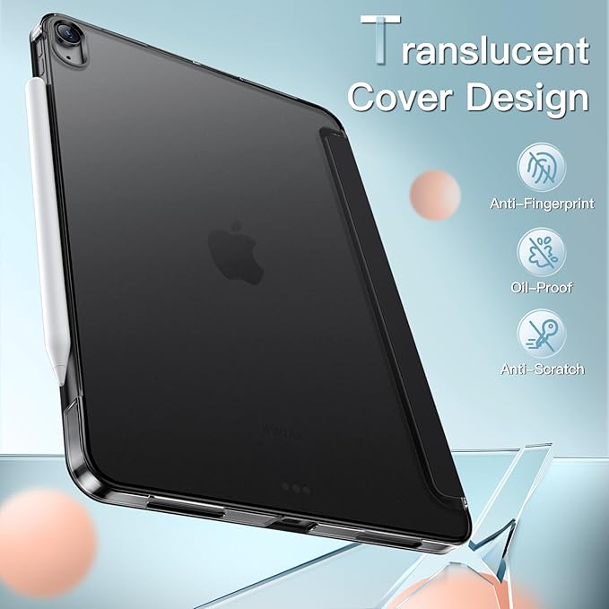 JETech Case for iPad Air 13-Inch M4/M3/M2 (2026/2025/2024), Slim Stand Hard Back Shell Smart Cover with Auto Wake/Sleep (Black)