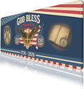 250th Anniversary Desk Pad Mouse Pad Eagle Liberty Bell America Flag Large Gaming Mouse Mat with Stitched Edges Non-Slip Waterproof Rubber Base Office Computer Keyboard Laptop Home 31.5"x11.8"