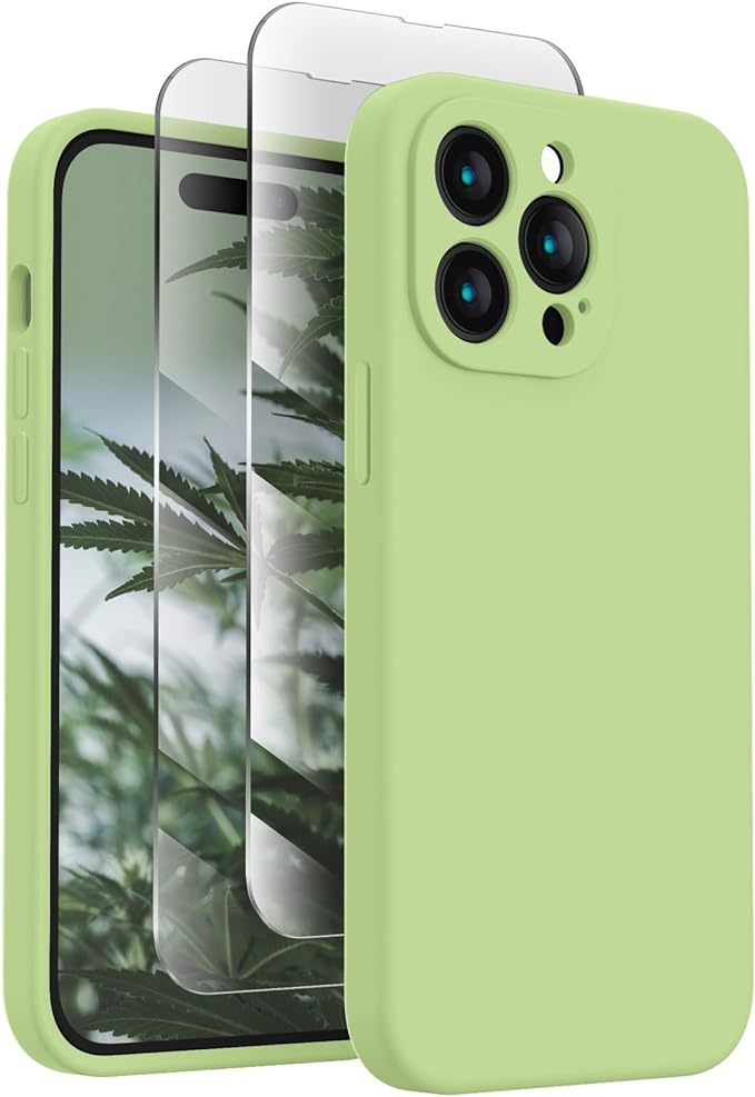 FireNova Designed for iPhone 14 Pro Max Case, Silicone Upgraded [Camera Protection] Case, Soft Anti-Scratch Microfiber Lining Inside, 6.7 inch, Tea Green