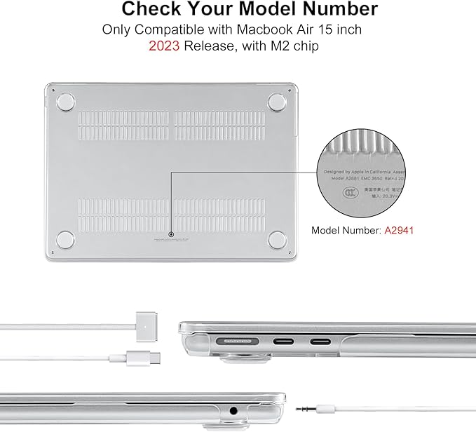 EooCoo Case Compatible with MacBook Air 15 inch M5 2026 2025-2023 Release M4 M3 M2 Model A3448 A3241 A3114 A2941, Plastic Hard Shell Case & Keyboard Cover & Screen Protector, Sparkly Black