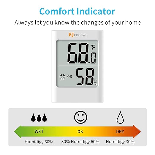 Humidity Gauge, 2 Pack Indoor Thermometer for Home Digital Hygrometer Room Thermometer and Humidity Gauge with Temperature Humidity Monitor AAA Battery Powered(Color: Black and White)
