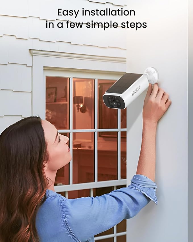 ARCCTV Solar Security Cameras Wireless Outdoor, 4 Cam-Kit, 4MP Solar Security Camera Wireless System, Color Night Vision, Motion Detection, No Monthly Fee, 32GB Memory Card