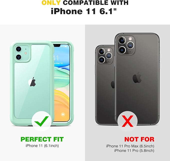 Diaclara Compatible with iPhone 11 Case, Full Body Rugged with Built-in Touch Sensitive Anti-Scratch Screen Protector, Soft TPU Bumper Case Clear Compatible with iPhone 11 6.1" (Pistachio Green)