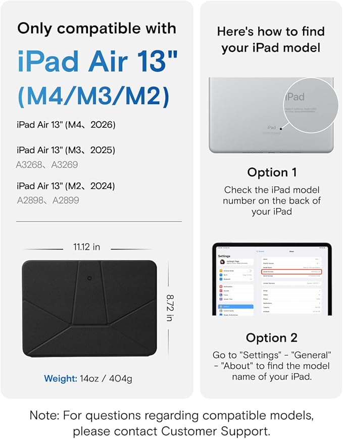 MOFT Dynamic Folio Case for iPad Air 13-inch (M4 2026 / M3 2025 / M2 2024),Slim Magnetic Stand Case with 20+ Viewing Angles, Auto Wake/Sleep,Ultra Thin, Jet Black