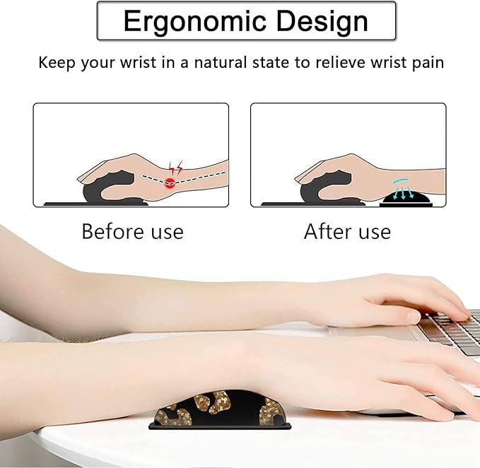 Large Gaming Mouse Pad, 31.5x11.8 in Extended Computer Mouse Mat with Non-Slip PU Base, Ergonomic Memory Foam Keyboard Wrist Rest,for Work Gaming, Rose Gold Glitter Psalm 465 Black Office Desk Pad