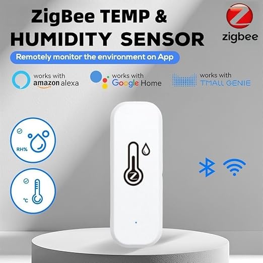 ZigBee Indoor Temperature and Humidity Sensor,Compatible with Alexa and Google Home,for Home,Greenhouses Accessories,Garages,Office 3Pack(No Include Battery)