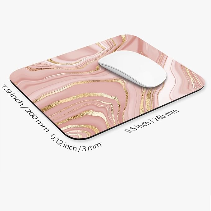 Square Mouse Pad Pink Gold,Personalized Premium-Textured Custom Mouse Mat Design,Washable Mousepad Cloth,Non-Slip Rubber Base Computer Mouse Pads for Wireless Mouse
