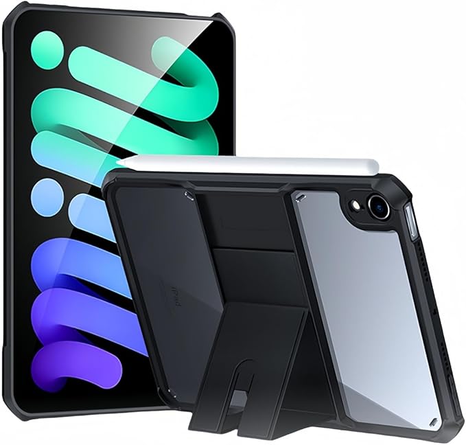 Clear Case for iPad Mini 7 A17 Pro with Stand, iPad Mini 7/6 Transparent Case Kickstand Slim Light Drop Safe