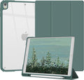 Case Compatible with iPad Air 3rd Generation, iPad Pro 10.5 inch 2017 Case with Pencil Holder, Stand Clear Back Cover for Air 3rd Gen 10.5" 2019, Auto Sleep/Wake, Dark Green