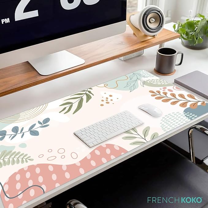French KOKO Large Desk Mat - XL Desk Pad Deskpad Deskmat Cute Girls Womens Desktop Protector Home Office Essentials Laptop Pad Mousepad