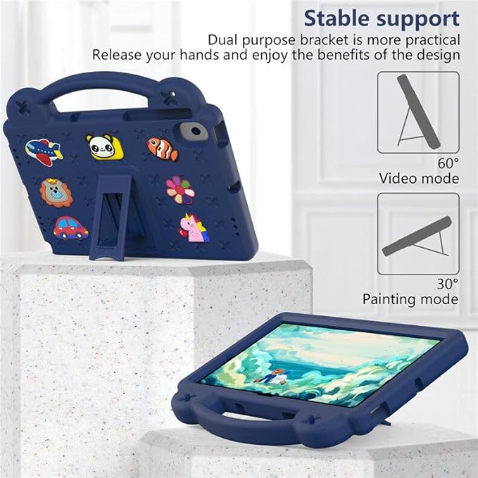 AKABEILA Compatible with Lenovo Tab M10 Plus(3rd Gen) 10.6 (2022)/Huawei MatePad Pro 10.8 (2019/2021)/SE 10.4(2023)/Samsung Tab A8 10.5 Tablet Case, Kids Case with Shoulder Strap - Navy Blue