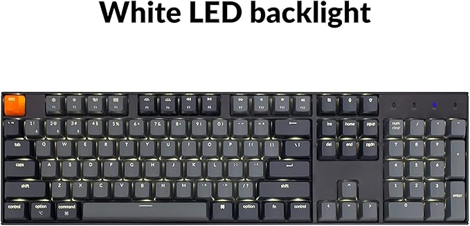 Keychron K10 Wireless Mechanical Gaming Keyboard, Hot-Swappable 104 Keys Full Size Gateron G Pro Brown Switch, White LED Backlight USB-C Wired Bluetooth Professional Office Keyboard for Mac/Windows