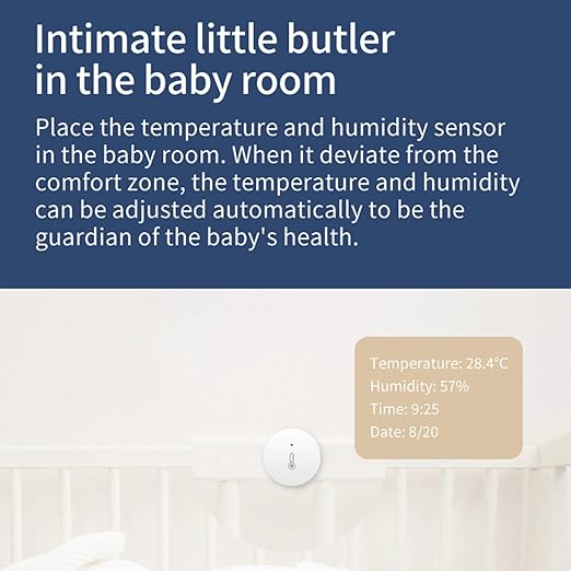 Haozee Zigbee Temperature and Humidity Sensor,ZigBee Hub Required,for Remote Monitoring and Home Automation,Compatible with Home Assistant Zigbee2mqtt