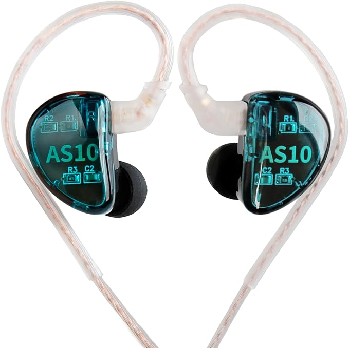 KZ AS10 Pure 5 Balanced Armature 5BA Earphone, Musician in Ear Monitor Headphone High Fidelity HiFi Headset (with Microphone, Green)