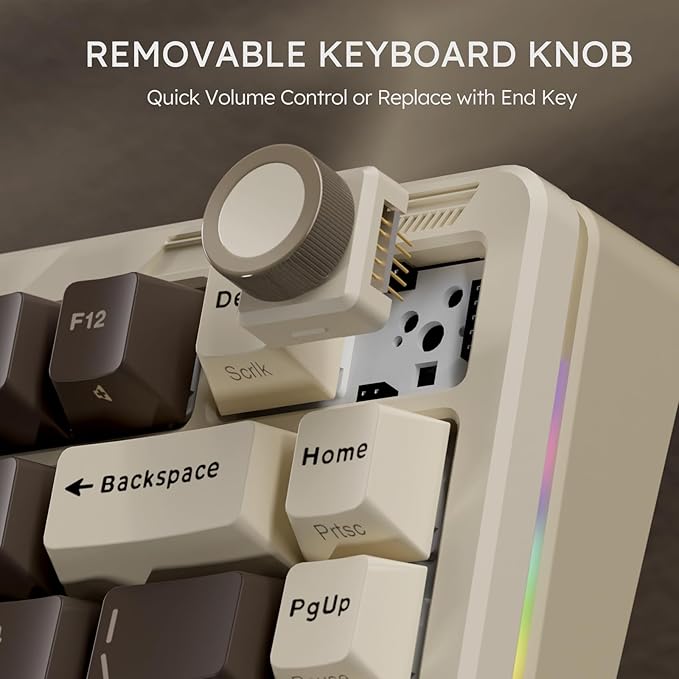 iLovBee B75 Wireless Mechanical Keyboard, 75% Percent Gaming Keyboard w/Bluetooth/2.4GHz/USB Wired, Creamy Hot Swappable Keyboards with Knob, Gasket Mounted PBT keycaps, Pre-Lubed Linear Switches