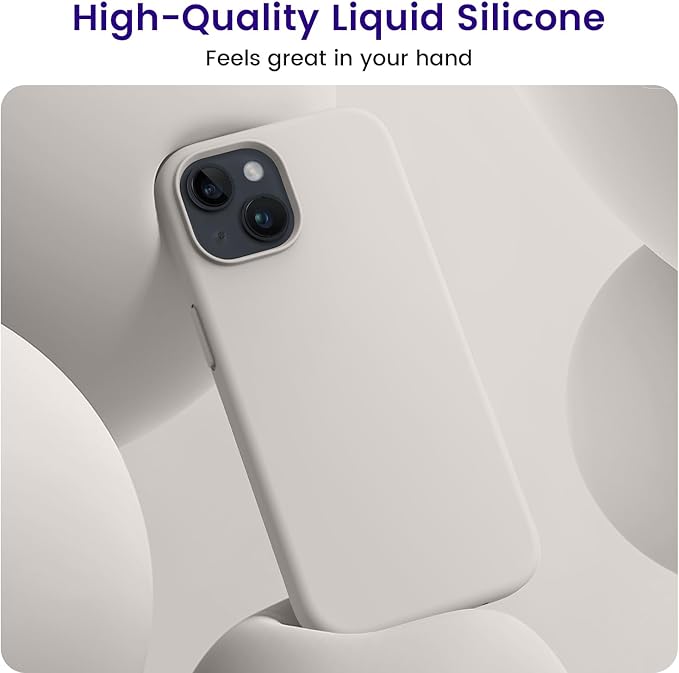 OTOFLY Compatible with iPhone 15 Case, Silicone Shockproof Slim Thin Phone Case for iPhone 15 (6.1 inch),(Stone)