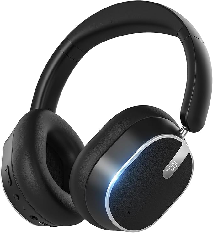 Hybrid Active Noise Cancelling Bluetooth Headphones,Bluetooth 6.0 Over Ear Wireless Headphones with 60H Playtime, Hi-Res Audio, Deep Bass, Memory Foam Ear Cups for Home Office Travel Black