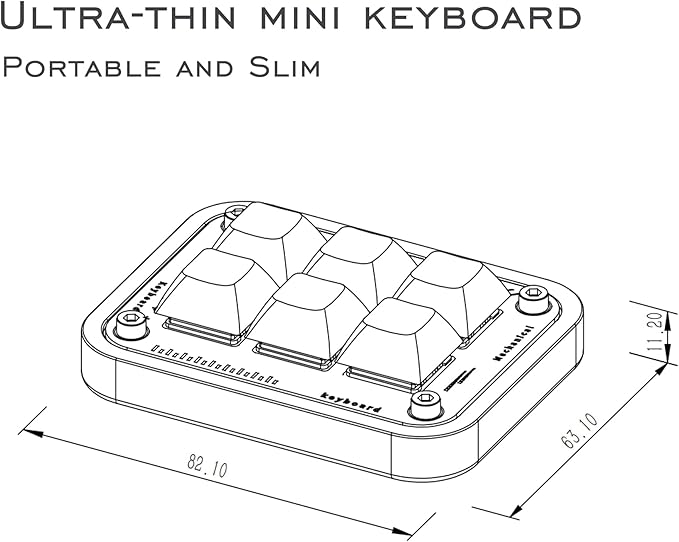 Custom Macro Pad Programmable Designer Mini Keyboard 6 Keys (Grey,KB06)