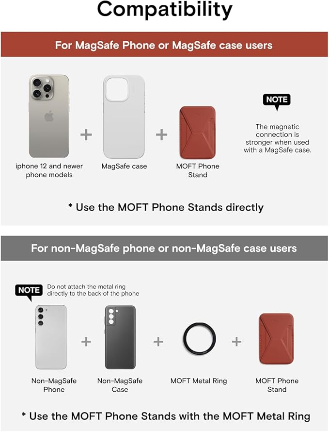 MOFT Magnetic Wallet Stand Compatible with iPhone 17/16/15/14/13/12 Series, Angle Adjustment Magsafe Compatible MOVAS Phone Stand,Clay