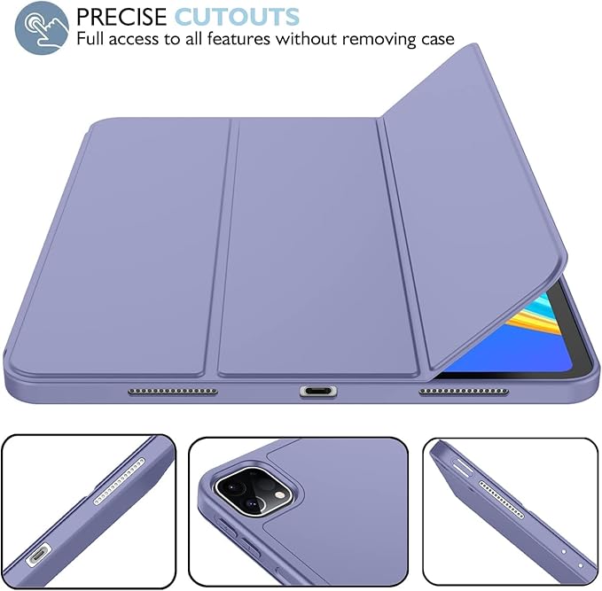 iMieet iPad Pro 13 Inch Case (M5/M4) 2025/2024 with Pencil Holder, Trifold Stand Smart Case with Soft TPU Back, Auto Wake/Sleep (Lavender)