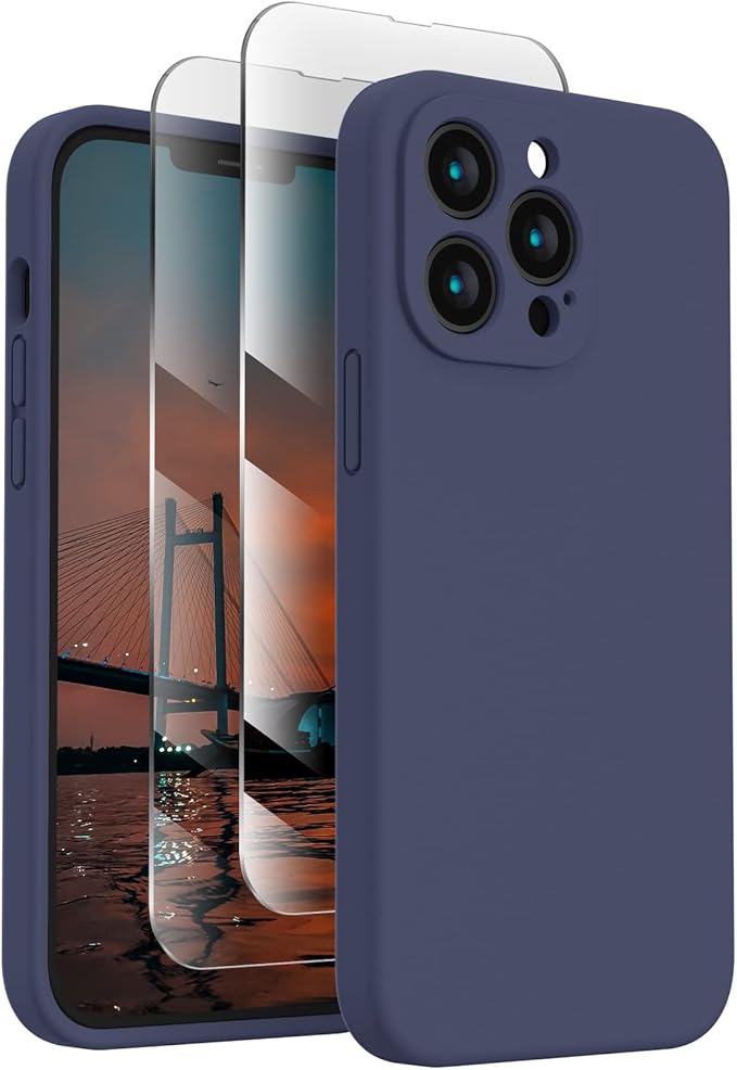 FireNova Designed for iPhone 13 Pro Case, Silicone Upgraded [Camera Protection] Phone Case, Soft Anti-Scratch Microfiber Lining Inside, 6.1 inch, Navy Blue