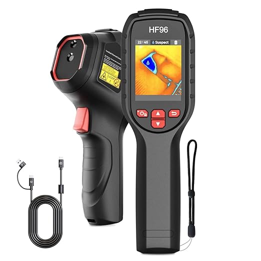 HF96 Thermal Camera with AI Scene Detection, Laser Pointer, 240x240 Super Resolution, -4°F~1022°F, Thermal Imaging Camera for HVAC Electrical Building Inspection,25Hz Infrared Camera,11h Runtime