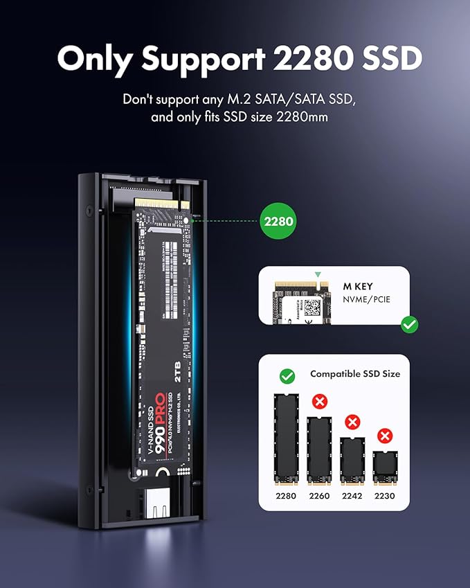 GRAUGEAR USB4 M.2 SSD Enclosure, 40Gbps NVMe SSD Enclosure with Built-in Cooling Fan and Dual-Pipe Heatsink Aluminum Case, Thunderbolt 4/3, ASM2464PD Chip