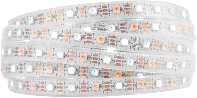 BTF-LIGHTING RGBW RGB+Natural White SK6812 (Similar WS2812B) 4 Colors in 1 LED Strip Individually Addressable 16.4ft 60Pixel/m 300LED Light Dream Color IP67 DC5V White PCB (No Adapter or Controller)