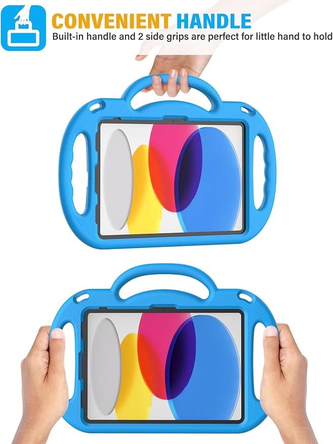 SUPLIK Kids Case for New iPad 11th Gen (A16) 11-inch 2025 & 10th Generation 10.9" 2022 & Air 11" 2025/2024 & Air 5th/4th Gen & Pro 11, Durable Shockproof Cover with Shoulder Strap Handle Stand, Blue