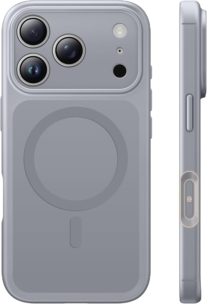 TAURI for iPhone 17 Pro Max Case, Compatible with MagSafe, (Full Camera Protection) Camera Control Cover Solid-Color Matte Magnetic 17 Pro Max Phone Case, Grey