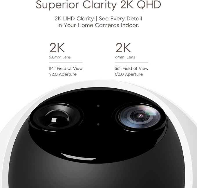 VSTARCAM Dual Lens Indoor Security Camera, 2K QHD with 10X Zomm, 360° Pan-Tilt 2.4GHz with Color Night Vision, Motion Detection, Real-time Alerts, 2-Way Audio, Cloud & SD Card Storage(up to 256GB)