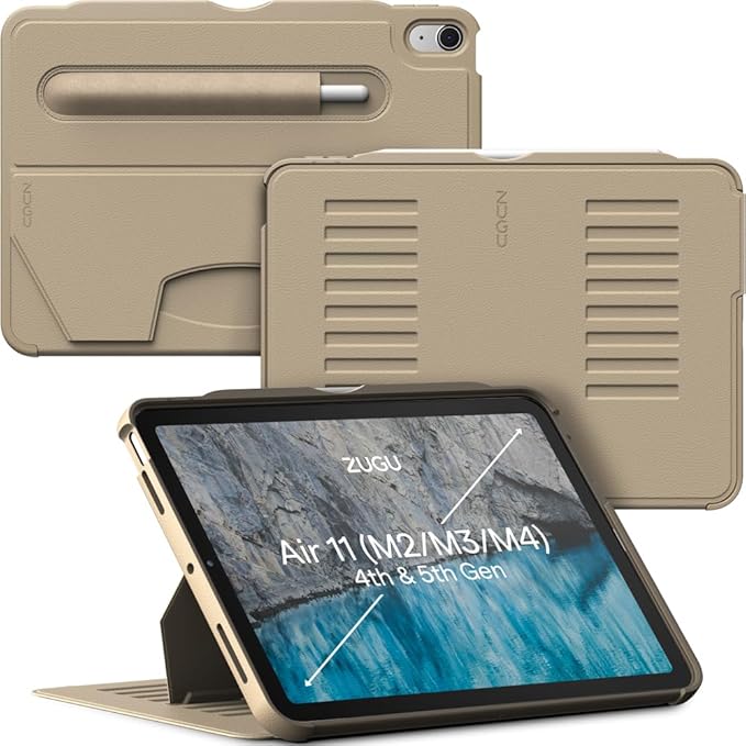 ZUGU CASE for iPad Air 11 M4 2026/M3 2025/M2 2024 iPad Air 4 & 5 10.9 Inch (2020/2022) - Protective, Ultra Thin, Magnetic Stand, Sleep/Wake Cover with Apple Pencil Charging & Storage - Sand