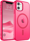 SUPFINE Magnetic for iPhone 11 Phone Case (Compatible with MagSafe) (Military Grade Drop Protection) Slim Translucent Matte Shockproof Phone Cover,Hot Pink