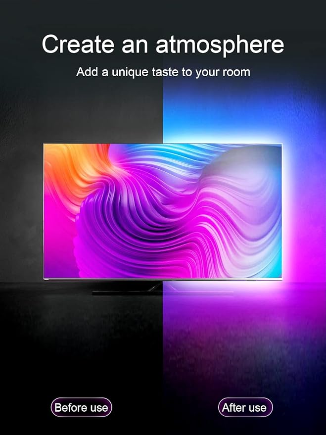 KANTUTOE TV LED Backlight, 23ft LED Lights for 70-100 Inch TVs, RGB TV Backlight Behind with Remote, Music Sync Bluetooth APP Control Strip Lights USB Powered for Bedroom, Gaming Room, Home Décor