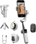 AOCHUAN Smartphone Gimbal Stabilizer for iPhone & Android, 3-Axis Phone Gimbal with Bluetooth Remote Control, Built-in 7.8” Extendable Rod, Face Tracking, Video Stabilizer – Smart V8 Kit White