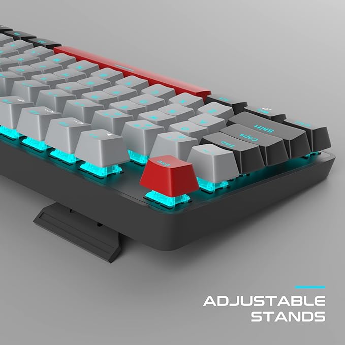 MageGee Mechanical Gaming Keyboard, New Upgraded 104 Keys Blue Backlit Keyboards with Blue Switches, USB Wired Mechanical Computer Keyboard for Laptop, Desktop, PC Gamers(Black & Gray)