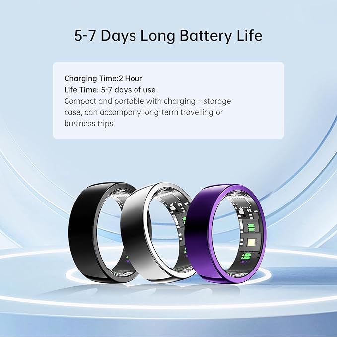 Smart Ring - Sleep Tracking Wearable - Heart Rate - Oxygen Monitoring - Fitness Tracker - Hand Gesture Brush Tiktok - Remote Camera - Up to 9 Days of Battery Life