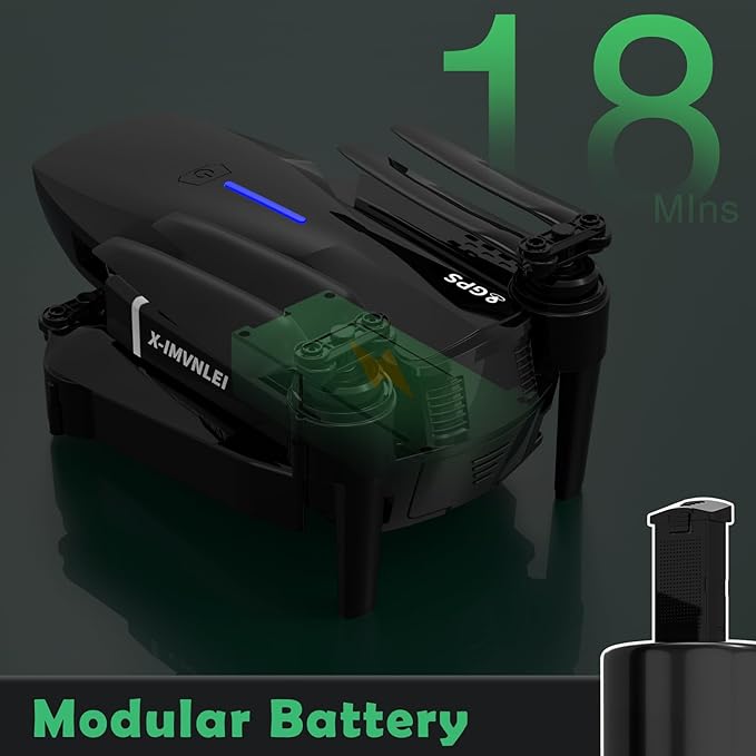 X9 4K GPS Drone with Camera for Adults Beginners, Foldable FPV RC Quadcopter, Optical Flow Positioning, Auto Return, Follow Me, Trajectory Flight, 3D Flip, Modular Batteries