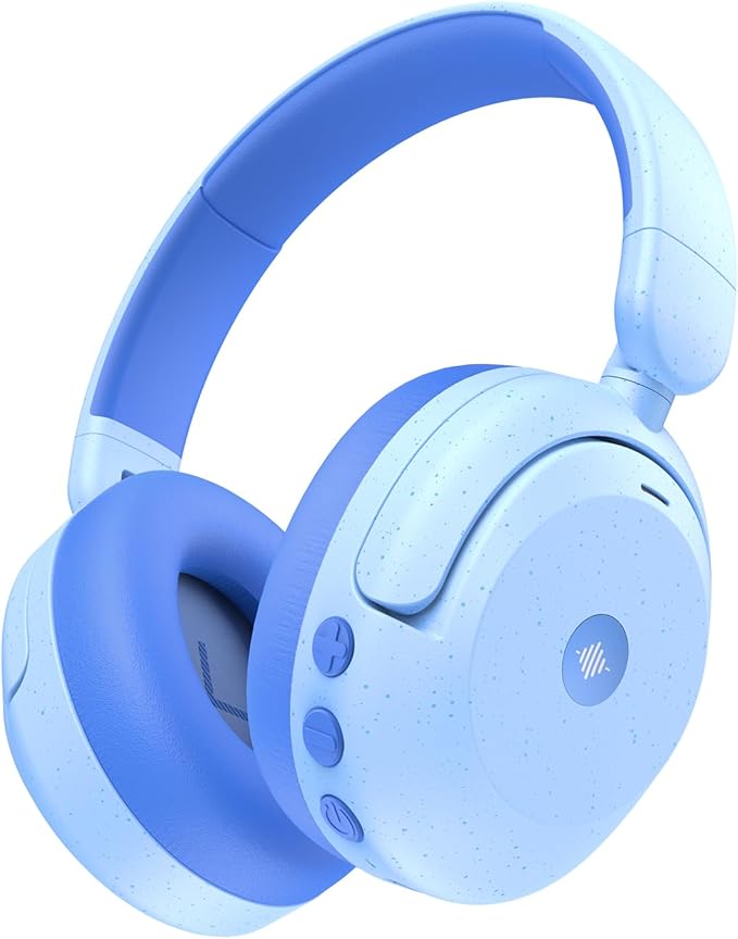 iClever BTH20 Active Noise Cancelling Headphones for Kids, 60H Play Time, Fast Charging, Safe Volume 80dBA, Bluetooth5.4, Award-Winning Kids Headphones Wireless for iPad Airplane, Light Blue