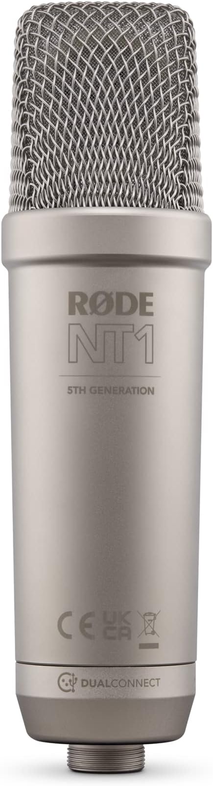 Rode NT1 5th Generation Condenser Microphone with SM6 Shockmount and Pop Filter,Silver