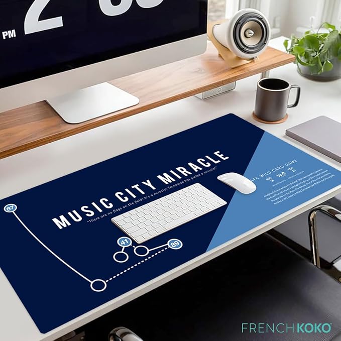 French KOKO Large Tennessee Football Desk Mat 36" x 16.5" – XL Desk Pad Mat Featuring The Music City Miracle Play, Oversized Mouse Pad Protector, for Men, Teen Boys, Dad, Office