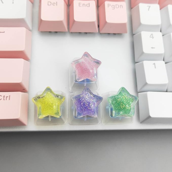 4 Keys Colorful Stars keycaps for Cherry Mx Switch Mechanical Keyboard Gaming Decoration Custom Backlit Key Caps Gift OEM