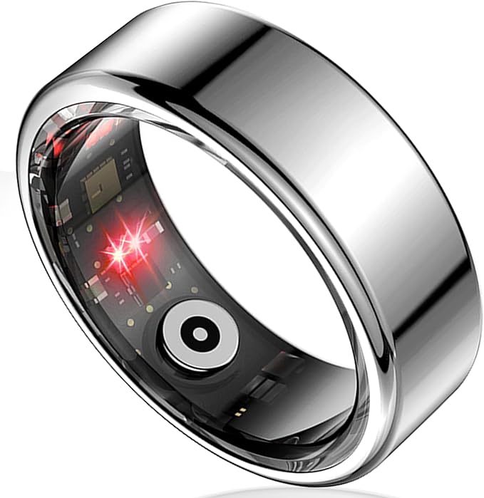 Smart Ring Health Tracker for Women Men, Sleep Tracker with Heart Rate and Blood Oxygen, Fitness Ring for Activity Monitoring, 15 Days Battery, No Subscription, Titanium Alloy (Silver, #11)