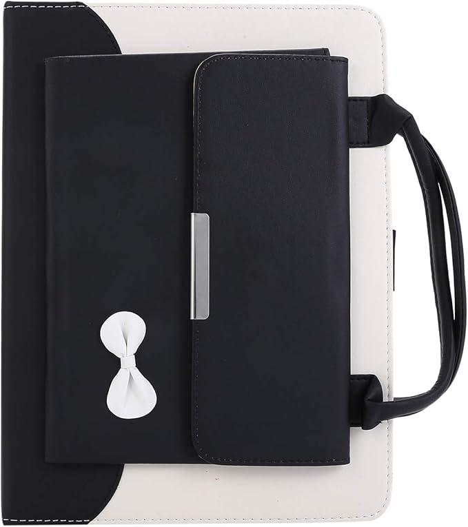Handbag Case for iPad Pro 11" M5 M4 2018-2025 / Air 11 M2 M3 / Air 4th 5th Gen, Techcircle Cute Bowknot Pocket Wallet Folio Stand PU Leather Carrying Case, Auto Sleep/Wake, Black