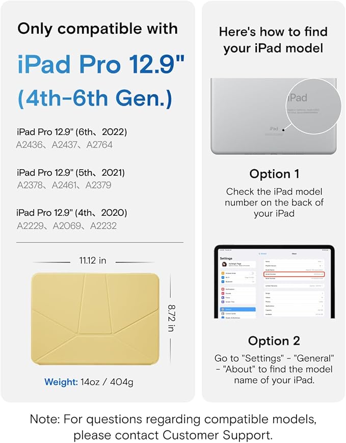 MOFT Dynamic Folio Case for iPad Pro 12.9" (6th 2022 | 5th 2021 | 4th 2020), Slim Magnetic Stand Case with 20+ Viewing Angles, Auto Wake/Sleep, Ultra Thin, Panna Cotta x Faded Jeans