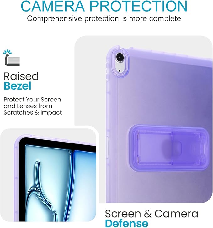 Slim Case for iPad Air 11-inch M4/M3/M2 (2026/2025/2024), Built-in Kickstand Non-Slip Shockproof Rugged Protective for Women Men, Purple