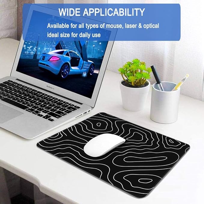 Mousepad, Large Gaming Mouse Pad with Double Stitched Edges, 14.9 x 11.7 inches Premium-Textured & Waterproof Mousepad, Nonslip Natural Rubber Base Mouse pad for Laptop,Computer, Office, Black White