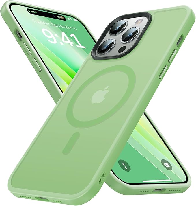 Magnetic for iPhone 14 Pro Max Case, [Compatible with MagSafe][Military-Grade Drop Protection][Anti-Yellowing] Shockproof Translucent Matte Cover for iPhone 14 Pro Max Phone Case,Mint Green